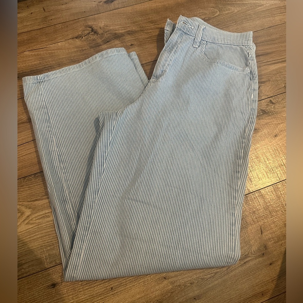 Universal Thread Light Blue Striped Wide Leg Jeans